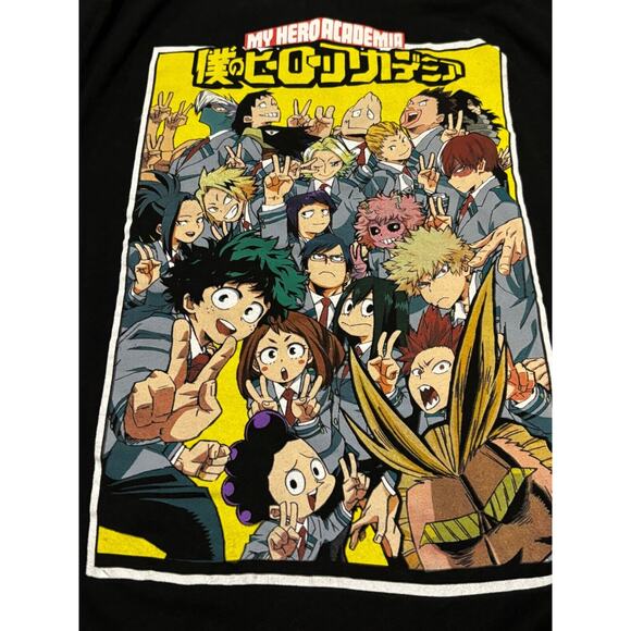 My Hero Academia anime Black T-Shirt Size LARGE Comic Retro - Picture 1 of 5